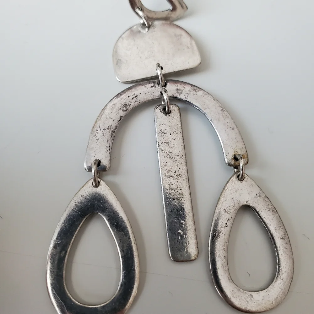 Silver tone boho dangle earrings - Picture 3 of 4